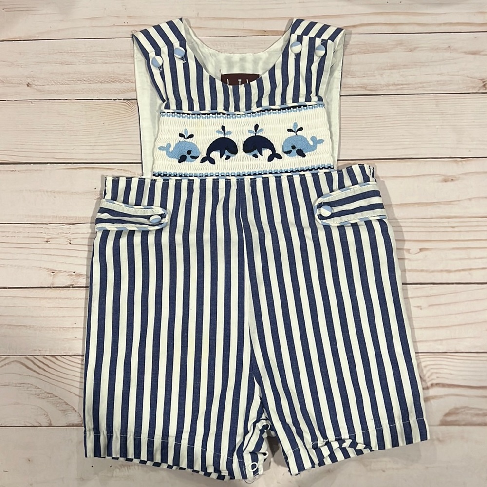 6-12 month LIL CACTUS whale embroidered brand romper